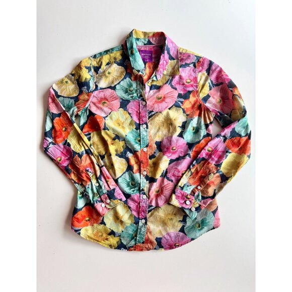 SIMONS x LIBERTY Poppy Wonder Floral Cotton Voile Button Down Blouse, Size XS - Picture 5 of 14